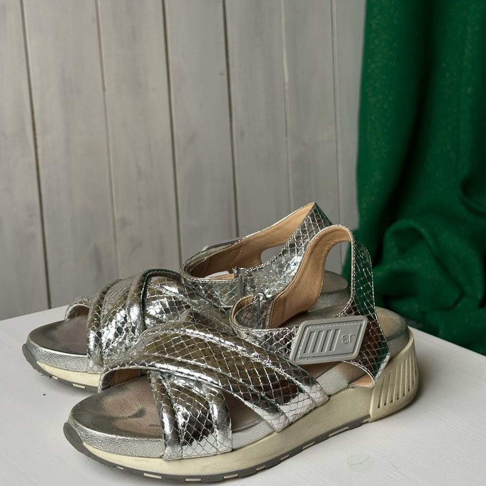 Sergio Rossi Silver Strappy Sandals